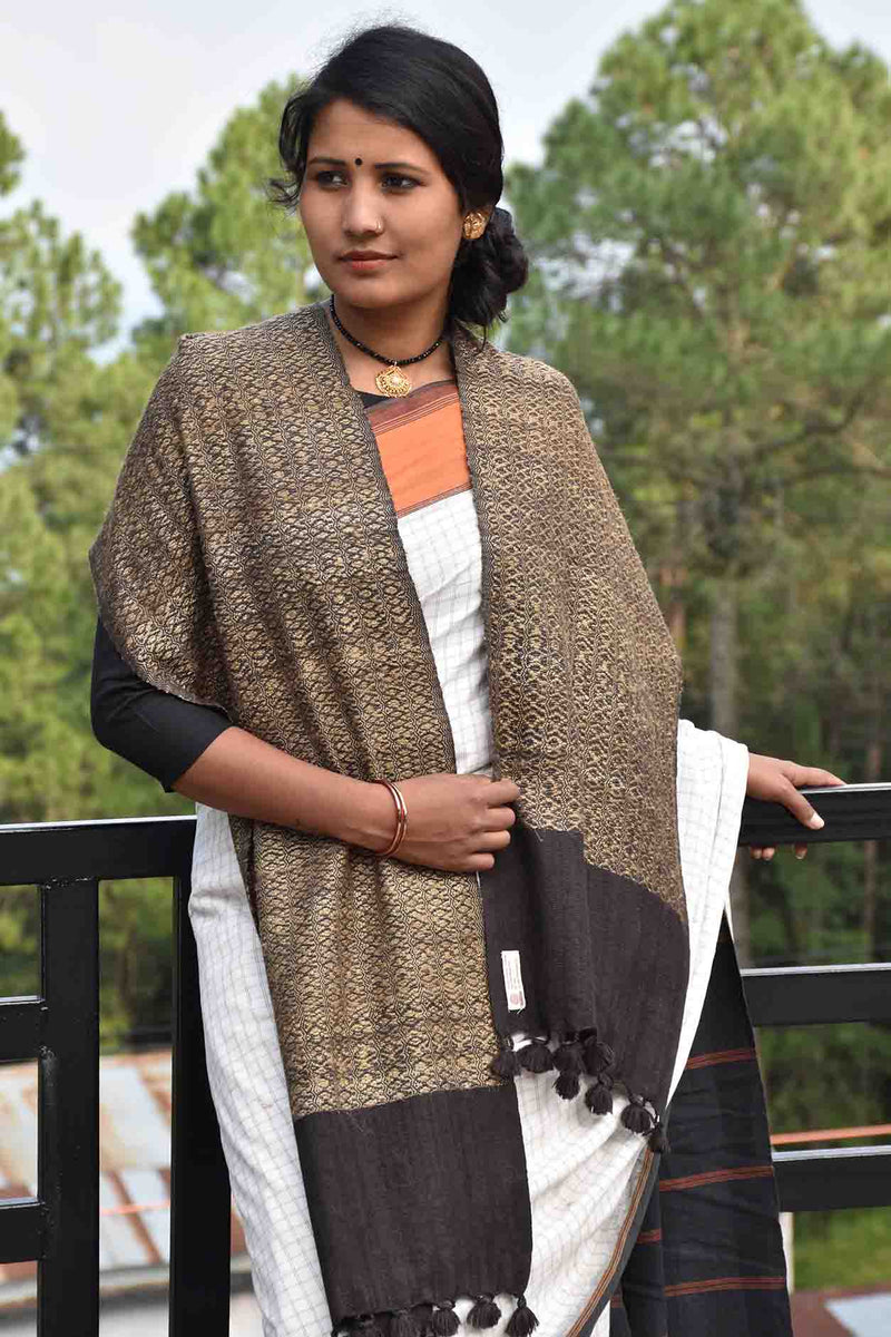 Silk Wool Shawl  Wine & Black – Avani Earthcraft