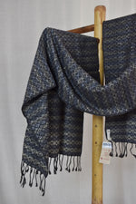 Silk Wool Almora Patterned Stole | Black