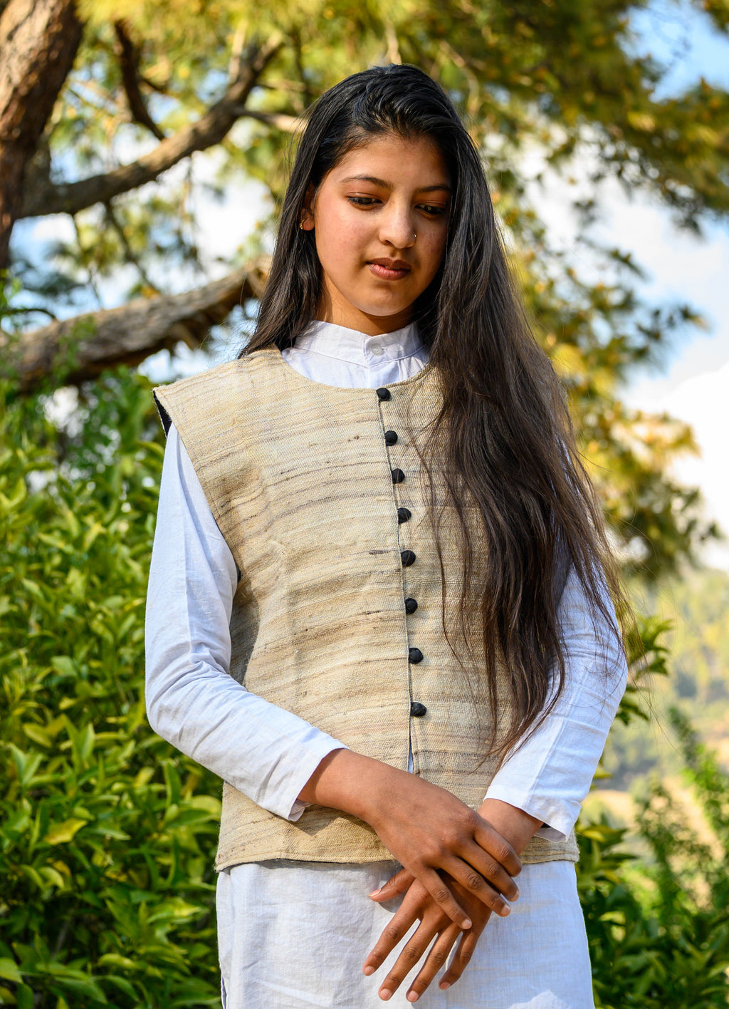 Natural Silk Wool Sleeveless Jacket