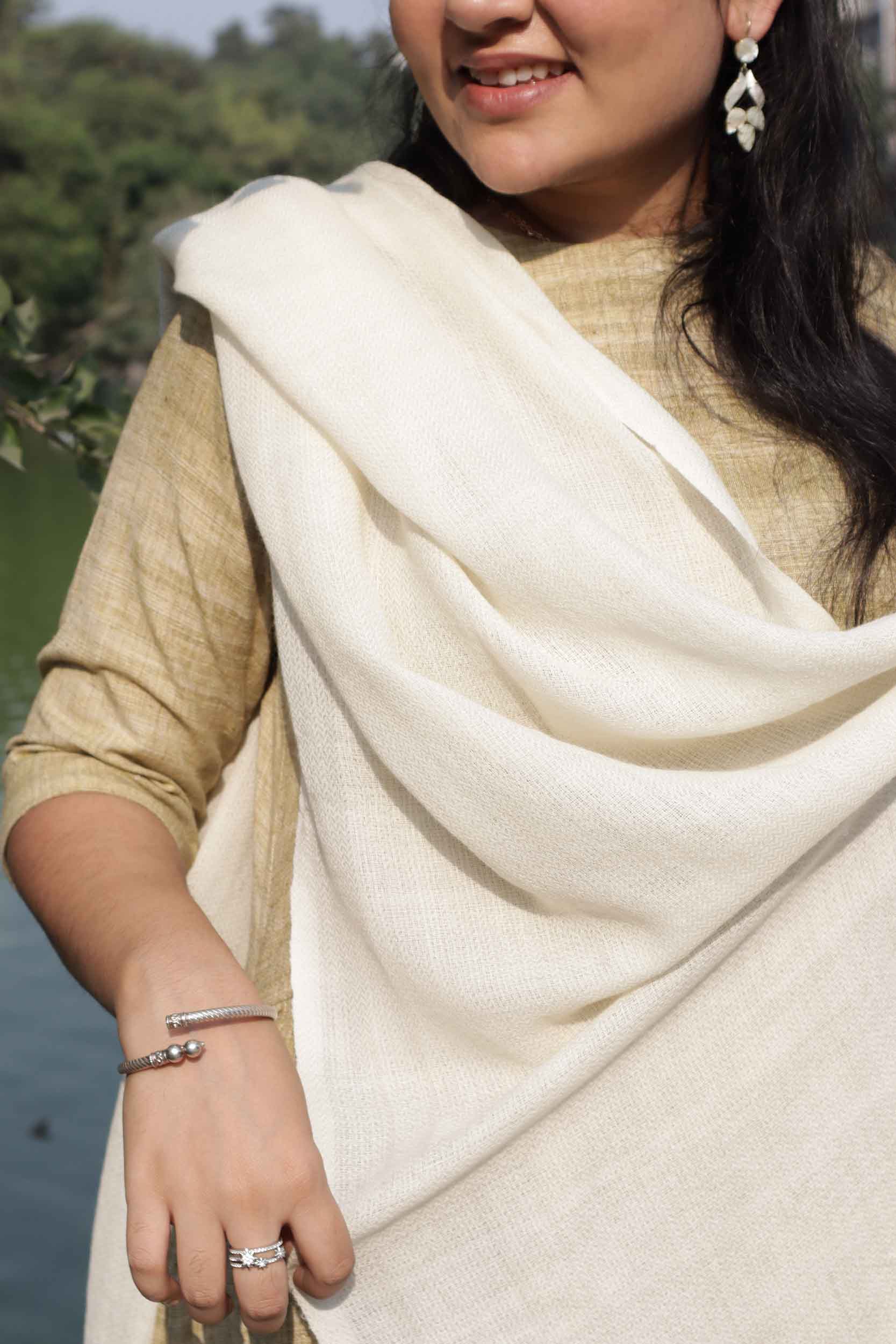 Pure Wool Stole | Undyed White