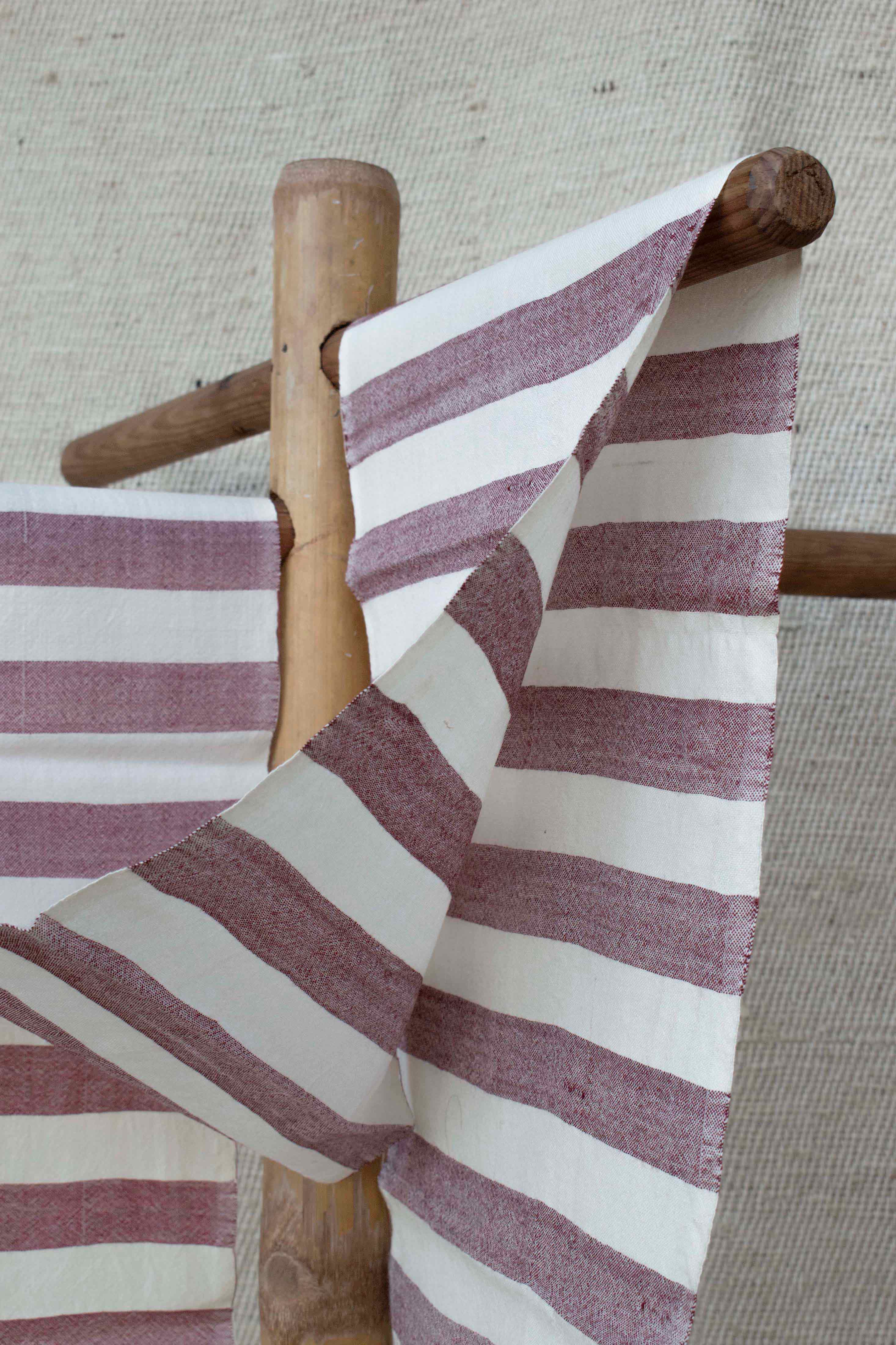 Pure Wool Scarf | Burgundy and Cream Stripes