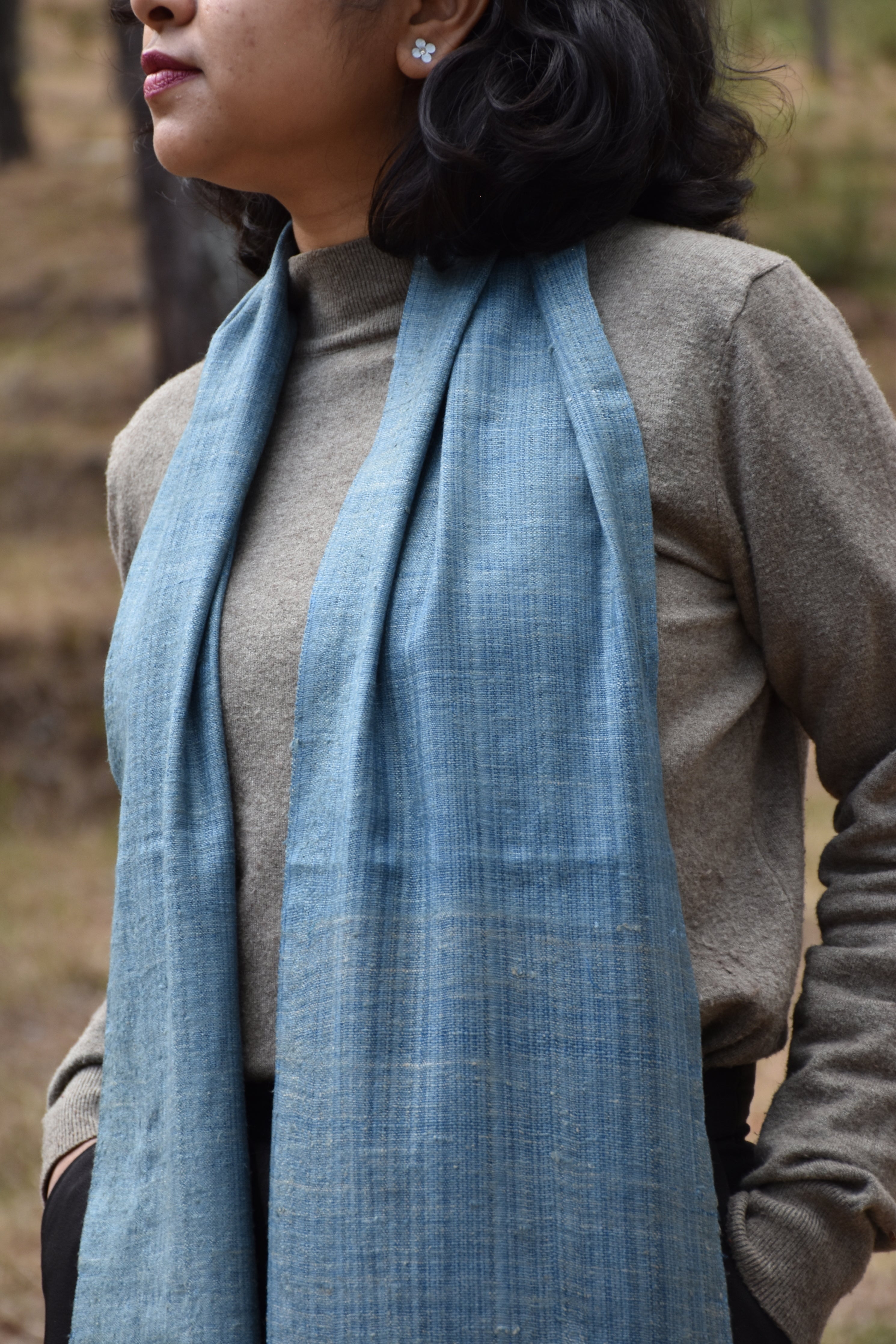 Silk & Wool Scarf | Himalayan Indigo Light Blue
