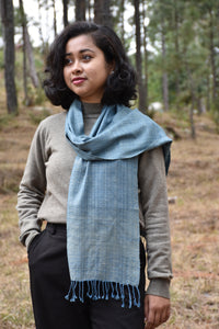 Silk & Wool Scarf | Himalayan Indigo Light Blue